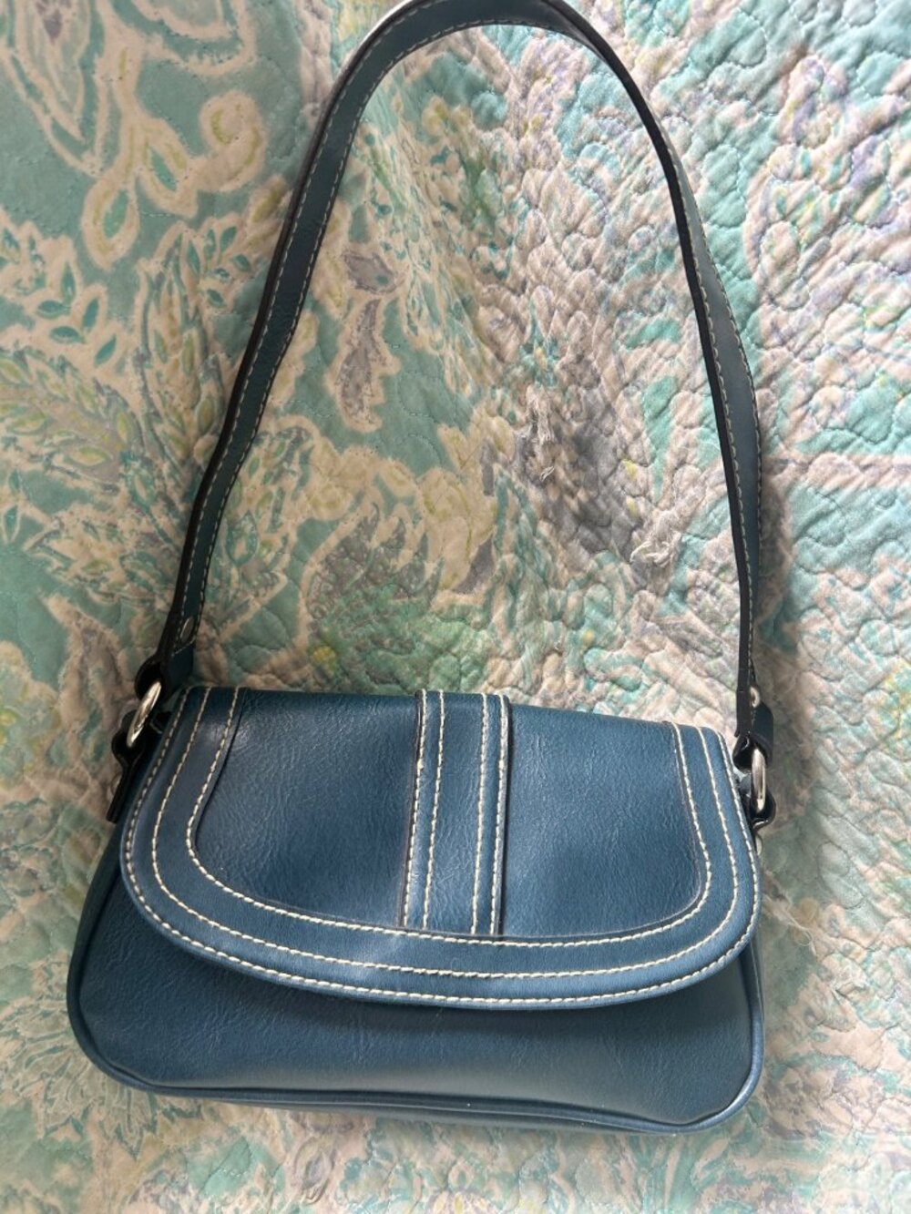 Vintage Liz Claiborne First Issue Blue Y2K Baguette Shoulder Bag